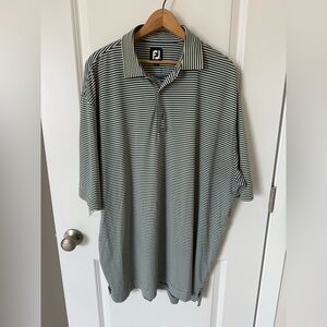 FootJoy Men’s XL Golf Polo Shirt – Navy & Lime Green Striped